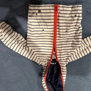 Janie and Jack Navy and White Striped Jacket with Red Trim